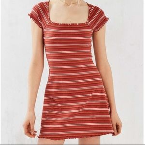 BDG Striped Ribbed Square-neck Dress